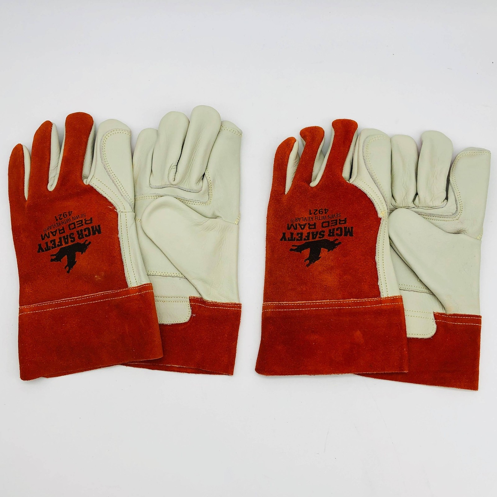 MCR Safety 4921 Welders Leather Gloves Size Large Red Ram Premium Cowhide 2 Pair