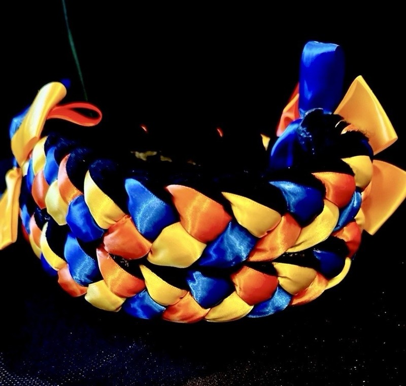 Traditional Mexican head dress /Multicolor Braided Ribbon head ban 