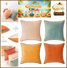 Velvet Throw Pillow Covers Set of 4 18x18 Inch Orange Teal Beige Yellow Square