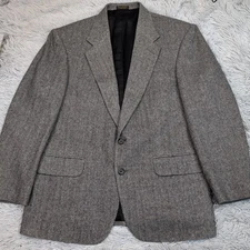 Vintage Holbrook Jacket Mens 42 S Gray Wool Camel Hair Blend Coat Herringbone 