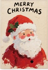 Merry Christmas Santa Claus Whimsical Burlap Garden Flag 12"x18"