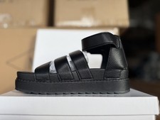 femme luxe black leather gladiator platform sandals, chunky dtrappy design,Uk