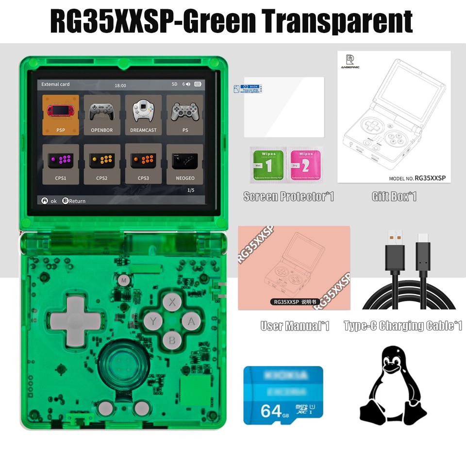 ANBERNIC's clamshell retro handheld mimics the GBA SP form factor with a brilliant IPS screen and 4K+ games preloaded — a serious collector's toy.