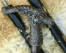 Vintage Dragon Head Walking Stick   Antique-Style Wooden Cane