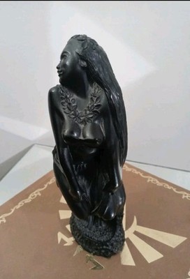 Vintage Lava & Resin Hula Dancer Figurine 8''×3''