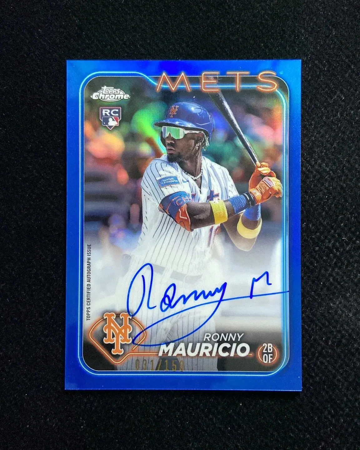 2024 Topps Chrome Auto Ronny Mauricio #RA-RM Blue REF 31/150 RC Mets KS20