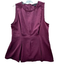 Banana Republic Factory Solid Purple Peplum Sleeveless Blouse Top Size 12 Work