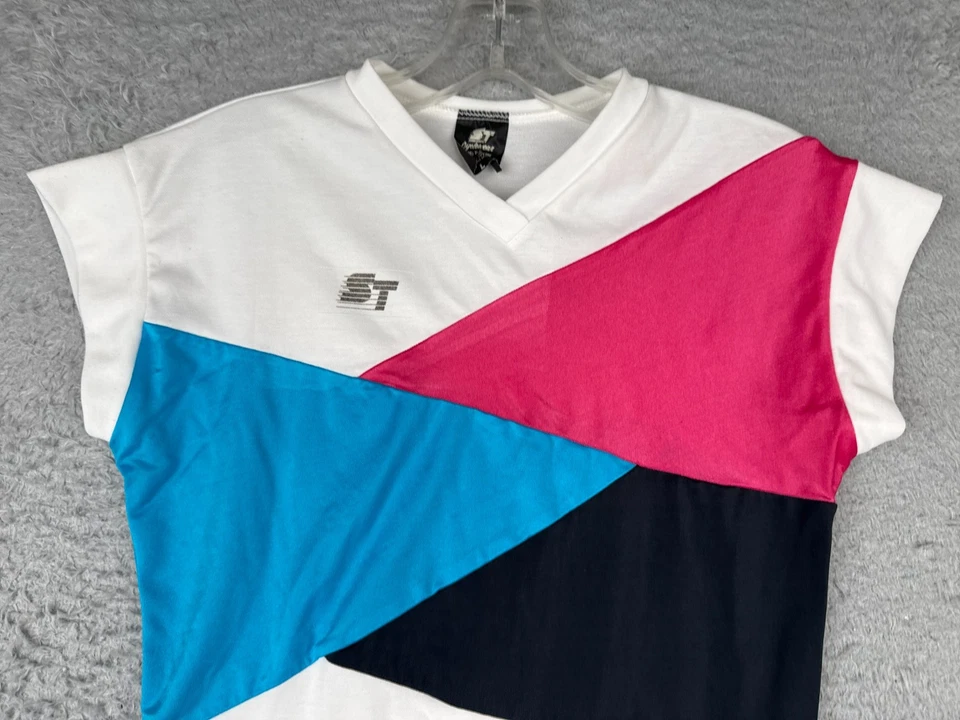 Camiseta deportiva de ciclismo ST para niñas grande azul rosa negra look años 90 manga corta poliéster Foto 4 de 4