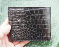 Black Genuine Crocodile Belly Leather Skin MEN'S BIFOLD Wallet E22