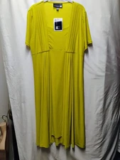 Antthony Originals Stretch Knit Short Sleeve Pleat Front Twofer Dress Size L