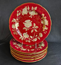Wedgwood Ruby Tonquin England-Red Gold Floral...