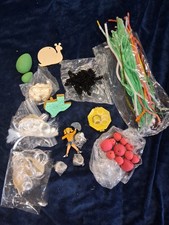 Craft Supplies Lot Vintage Doll Hair Wigs Pipe Cleaners Wooden Shapes Texas