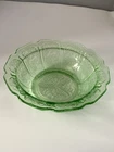 Lovely Jeanette Green Uranium glass Cherry Blossom pattern 6" Cereal Bowl