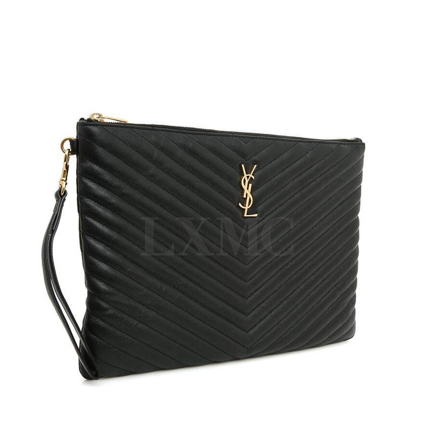 Pochette Saint Laurent Chevron trapuntata monogramma nera 440222 73423598
