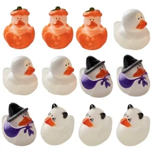 Fun Express Mini Glow-in-The-Dark Halloween Rubber Duckies 1" Pack of 12