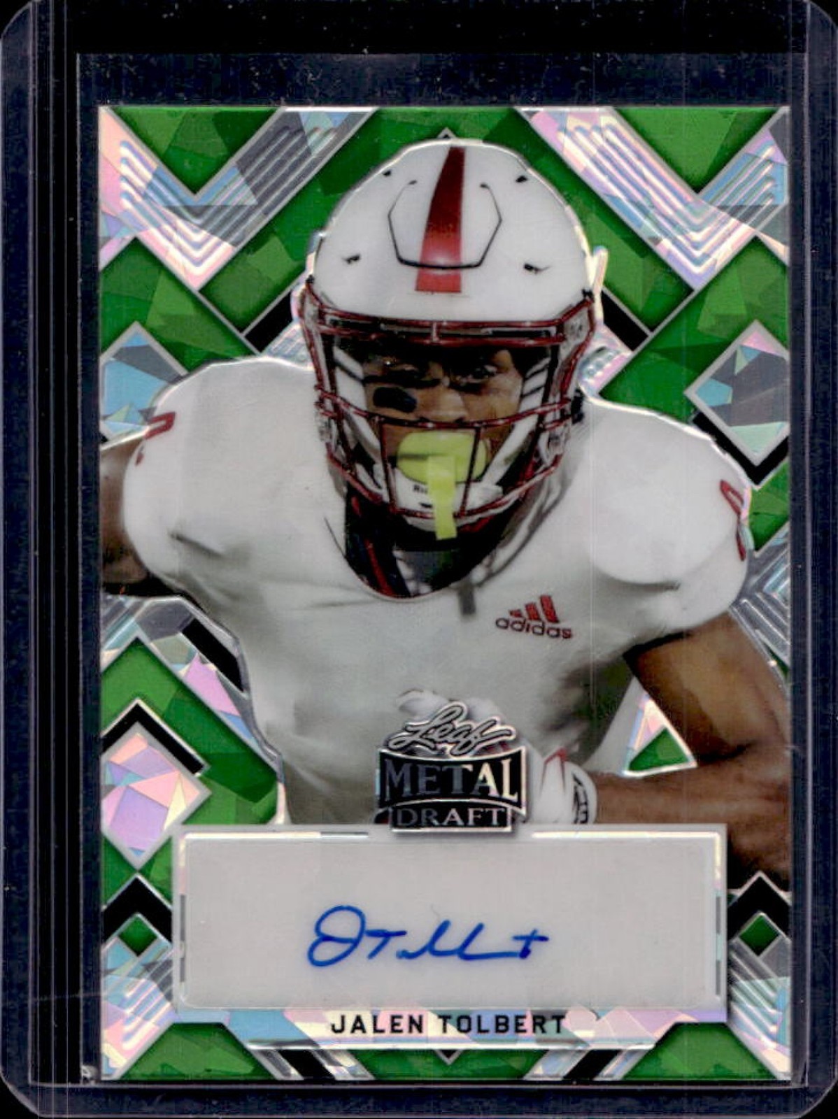 Jalen Tolbert Leaf Metal Draft Portrait Autographs #PAJT1 Green Crystal