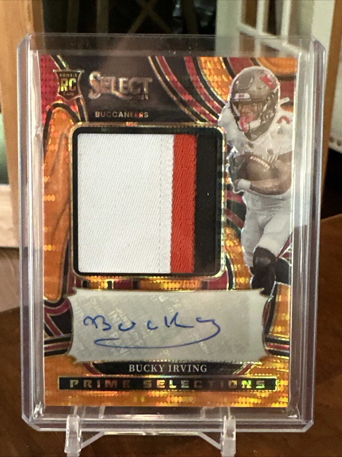 Bucky Irving Panini Select Prime Selections Signature Relics #PSPSBIG Jersey Number Gold Prizm
