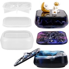 Large Storage Box Molds with Lid, Resin Jar Mold, Silicone Box Mold for Stora