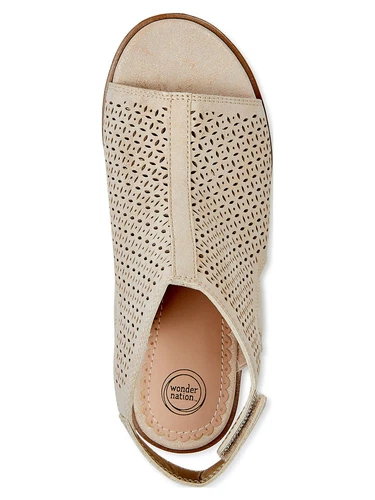 Wonder Nation Little Taupe Fashion Casual Perforated Shootie Heeled Booties 13 - Picture 2 of 3