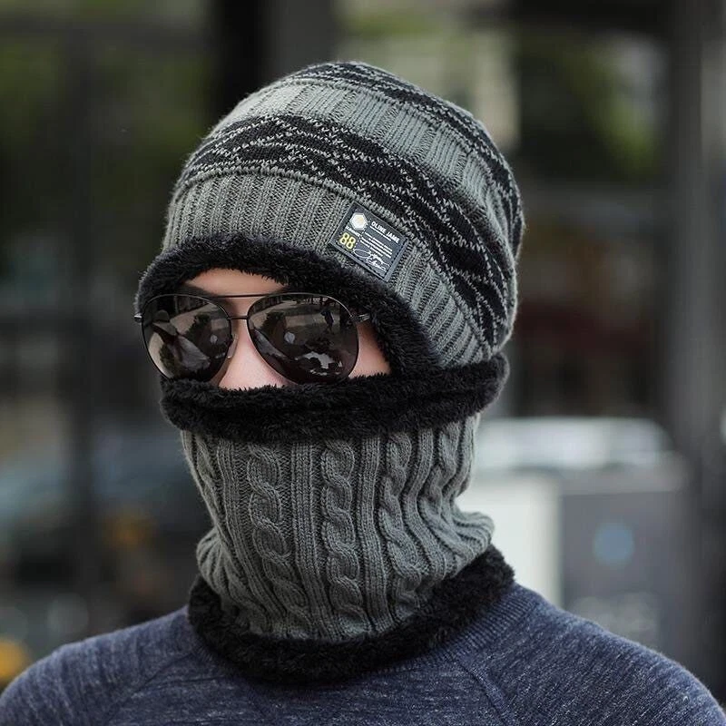 Winter Hat Beanies Wool Scarf Caps Balaclava Mask Bonnet Knitted