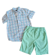The Children's Place Nautica Boy's Checkered Shirt Shorts Set M 10/12