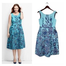 Lands End Blue Radiance Floral Dress Size 10 Beachy Resort Event Blue Boho Flare