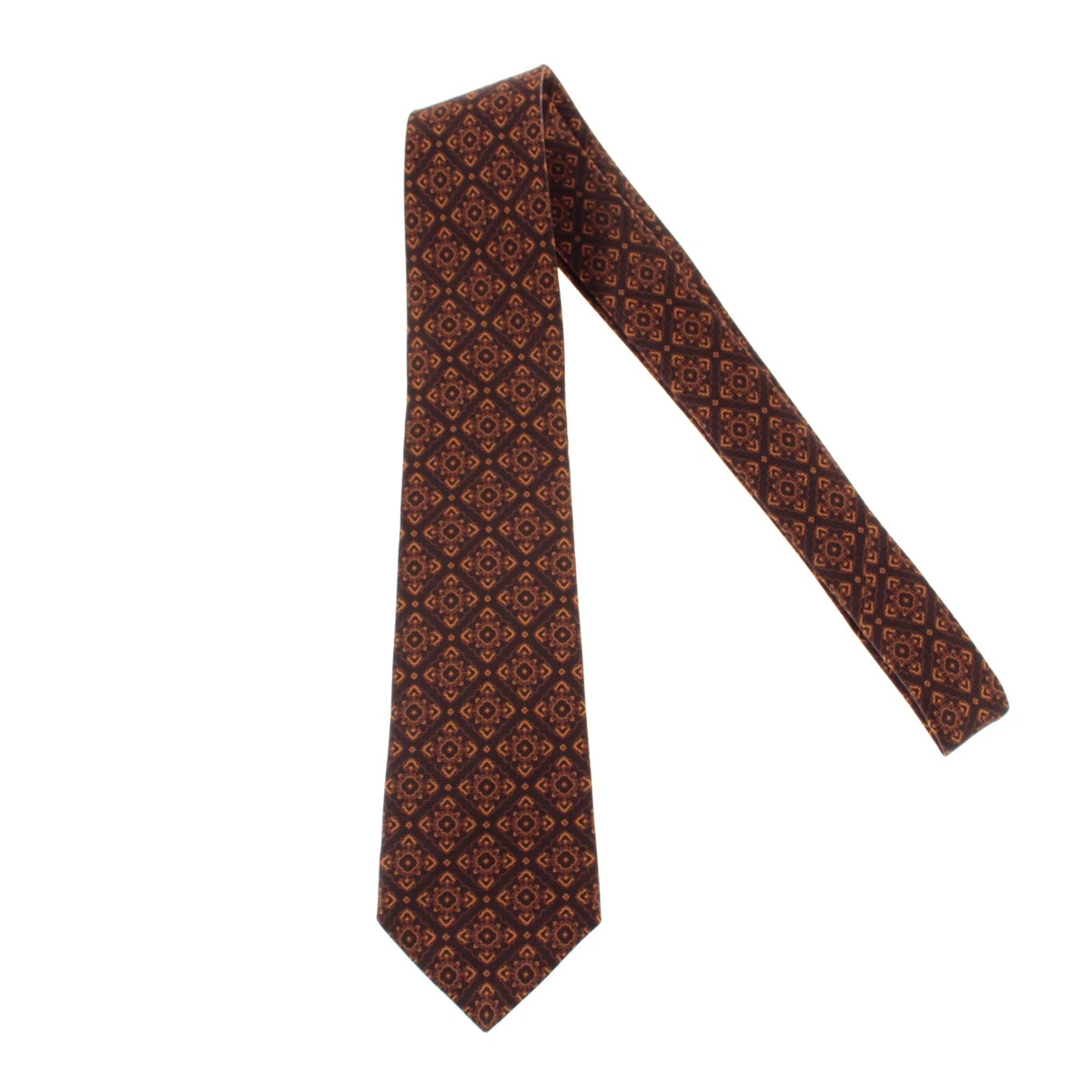 Kiton NWOT 100% Silk Seven Fold Neck Tie in Orange/White