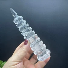 0.41lb Wenchang Pagoda Natural White Clear quartz Changwen Tower Quartz Crystal