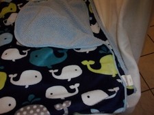 Circo Blue Whale Baby Blanket Sherpa Back 30 x 40" Target Boy Crib thick SOFT