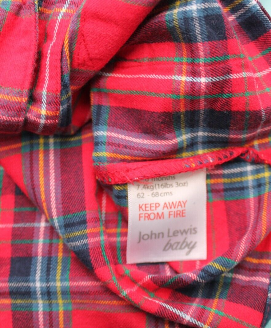John Lewis Baby boys 2 part red tartan 100 cotton pyjama set age 36