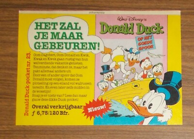Seltene Werbung DONALD DUCK Op het goed spoor Comic Dagobert NL 1985