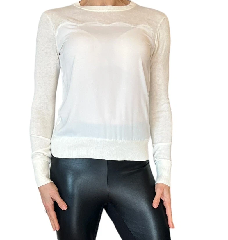 Suéter festoneado para mujer Ted Baker mezcla de seda marfil pulga tejido-detalle 0 EE. UU. 2 Foto 2 de 4