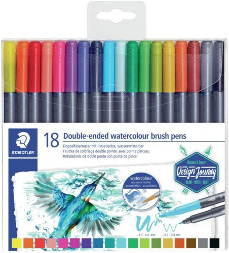 Staedtler Mars Graphic 3000 8 SINGLE Tip Markers & 6 Staedtler Duo