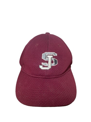 Unknown Sj Logo Print Maroon Baseball Fitted Hat Writing Inside