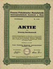 Frama Fr&auml;nkische Malzfabrik 1925 Karlstadt Main Unterfranken Kupons Kaufbeuren