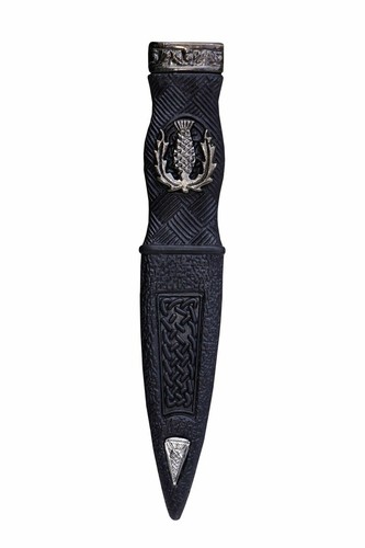 Kilt Kleidung Sicherheit Sgian Dubh Schnuller Zinn Halterung Distel Design Antik - Bild 1 von 2