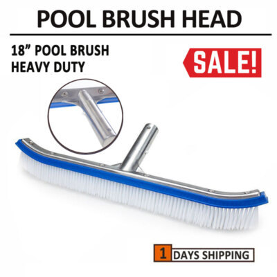 18 inch Swimming Pool Brush with Aluminum Handle, EZ Clips - Durable Bristles