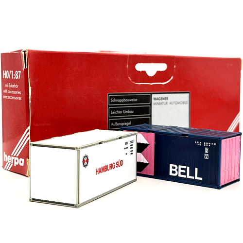 Contenedores intermodales alemanes Herpa escala HO 7538 Hamburg Sud Bell 20 ft | Zustand: Used