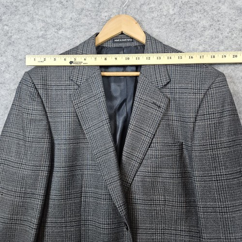 Lacrosse Men's Blazer Gray Windowpane Size 42R 100% Lamb's Wool Tweed PINHOLES - Picture 11 of 17