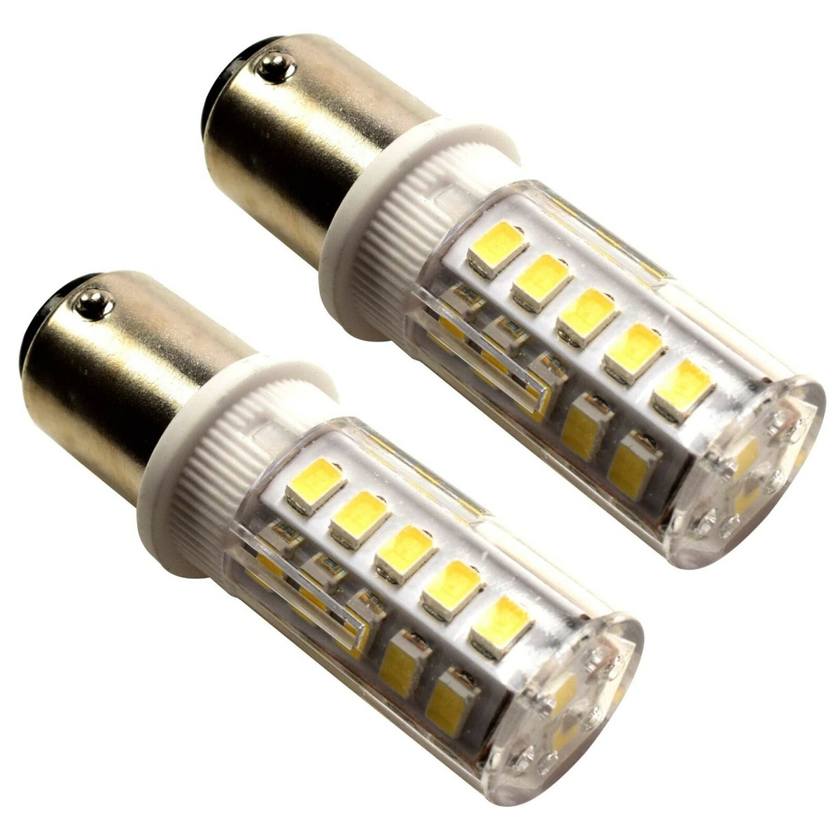 Lot De 2 Ampoules LED HQRP BA15D - 12-24V 32 LED SMD 5050 - Blanc - Usage Bateau/marine