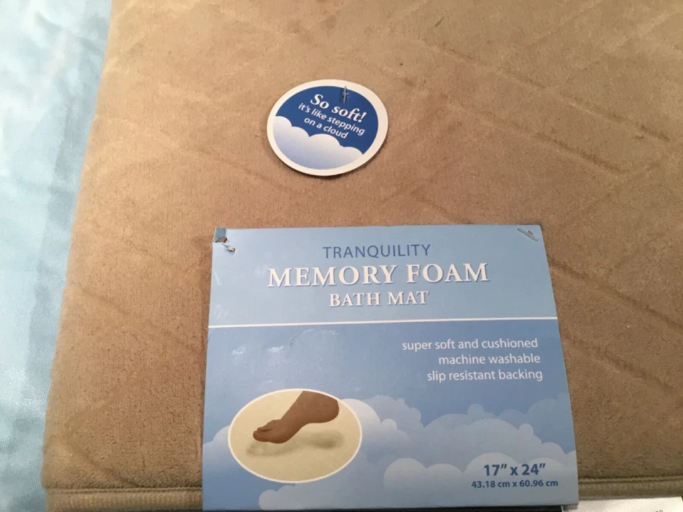 2 Tranquility Memory Foam Tan Bath Mat 17"x24" 1 w/Tags & 1 w/o Tags - Image 2 of 4