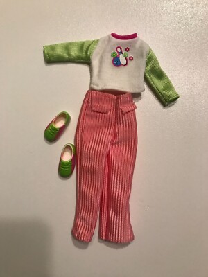 MATTEL Stacie 1998 Bowling Party Outfit Top Pants Shoes No Doll EUC