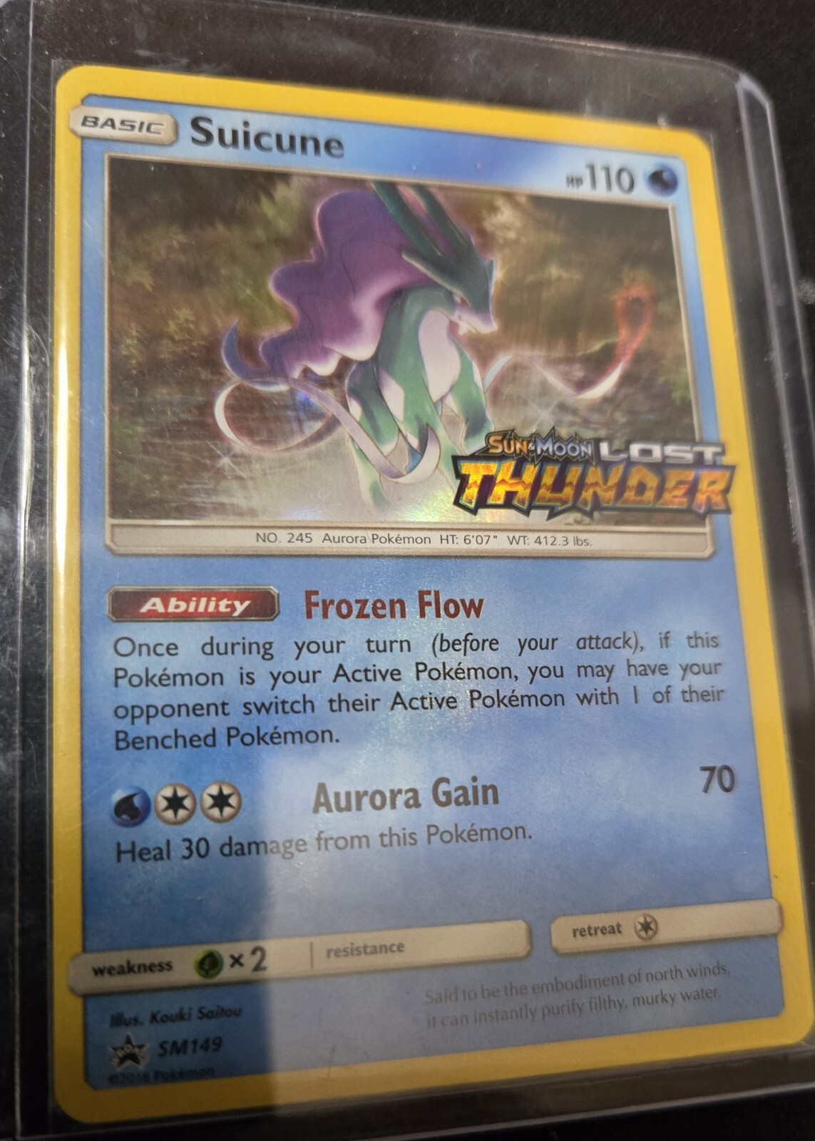 Pokemon Suicune SM149 Holo Rare Lost Thunder Prerelease Promo 