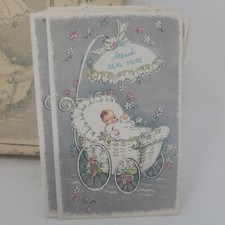 18pc Vintage Birth Annoucement Cards Lot E 752 Made In The USA