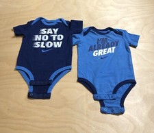Nike Bundle Bodysuits Baby Boy Size 3/6 Months Navy Blue Short Sleeve Cotton.