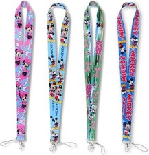 4 Pack Disney Cartoon Lanyards Necklace Straps Chain w/ Clasp For Pins Trading .