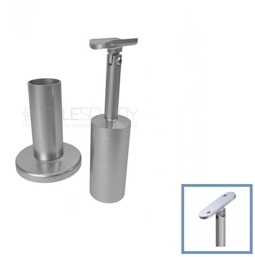 Inox V2A Armature Pfostenfuß 42,4mm Bois Support de Main Courante Bretelles Rond - Photo 7/12