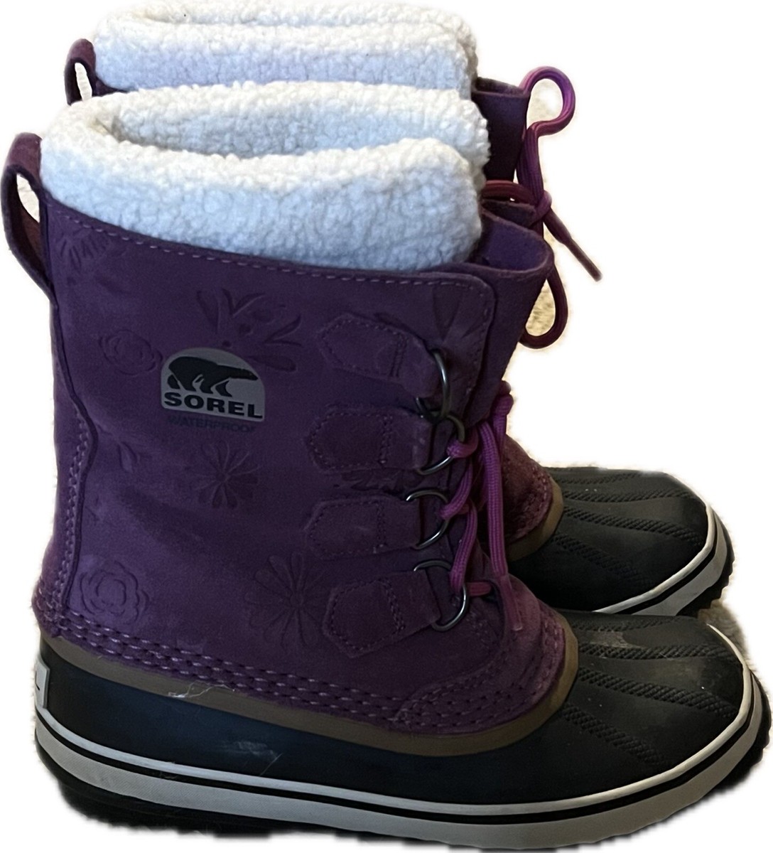 Sorel Carnival Purple Fuchsia Floral Winter Waterproof Boots