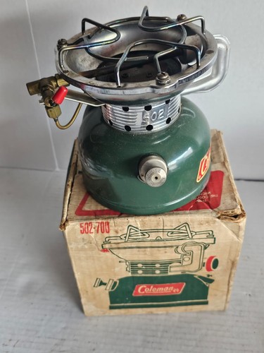 Vintage Coleman Sportster Camp Stove Model 502-700 Green Gas w/ Original Box - Picture 4 of 11