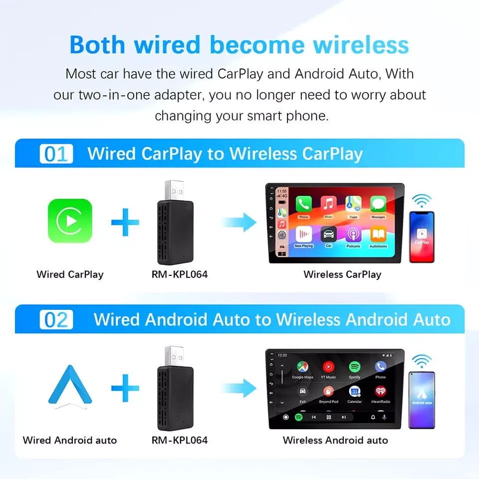 Adattatore Wireless USB Apple Car Play Android Auto Universale Plug & Play - Miniatura 2